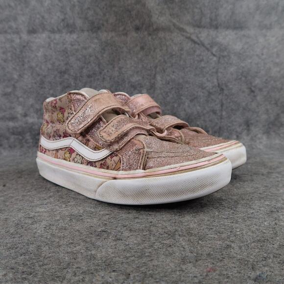 Vans Shoes Kids 3 Sneakers Sk8 Hi Skate Casual Double Strap Glitter Ice Cream - Picture 1 of 14